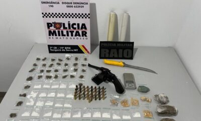 pm-apreende-86-porcoes-de-drogas,-33-municoes,-arma-e-prende-suspeito-por-trafico-e-porte-ilegal