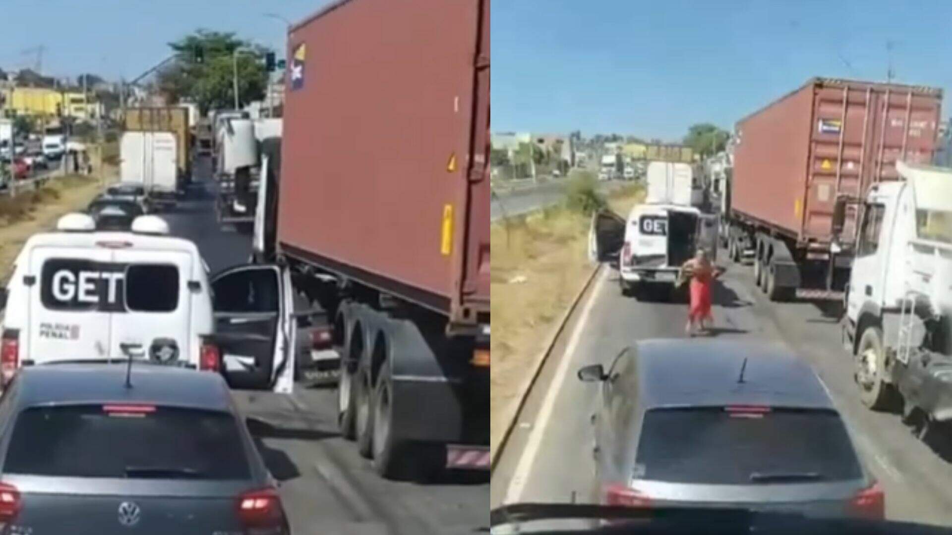 detentos-serram-grade-de-viatura-e-fogem-no-meio-do-transito