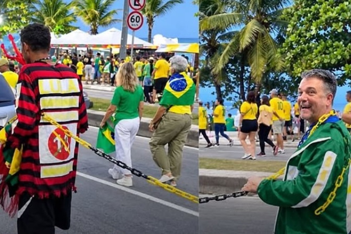 Cena foi gravada durante ato na Barra da Tijuca